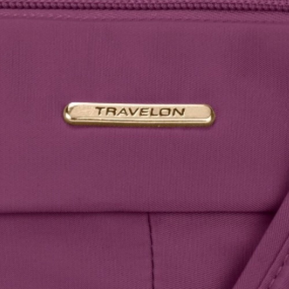 TRAVELON ANTI-THEFT DOMED CROSSBODY- MEDIUM, WINE, RFID & SLASH RESISTANT - Picture 2 of 11